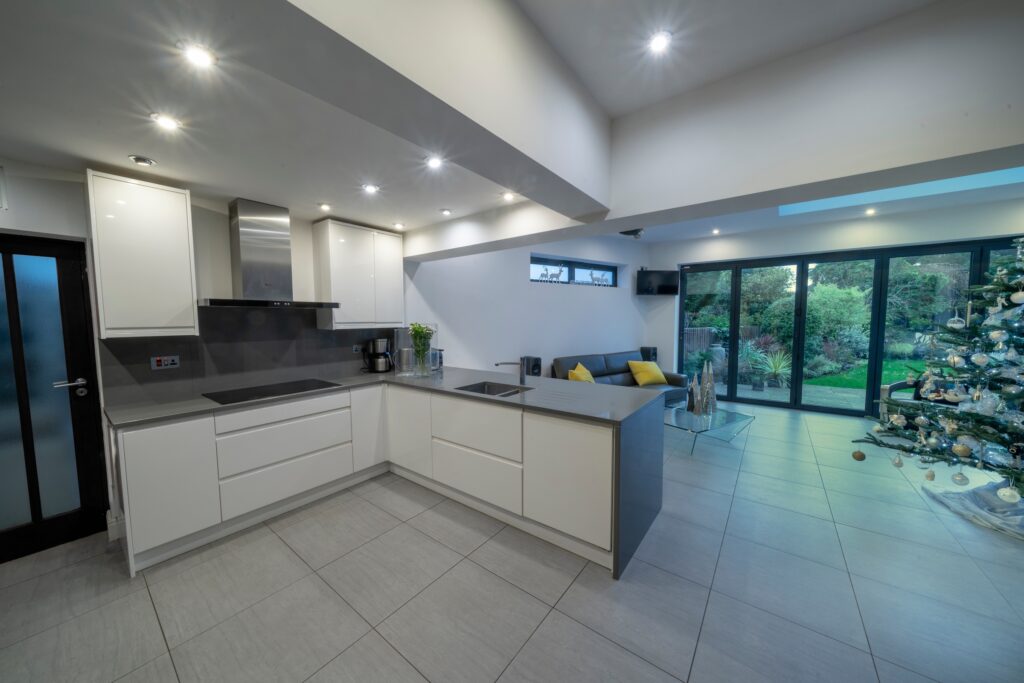 sheerline bifold doors in a new kitchen extension