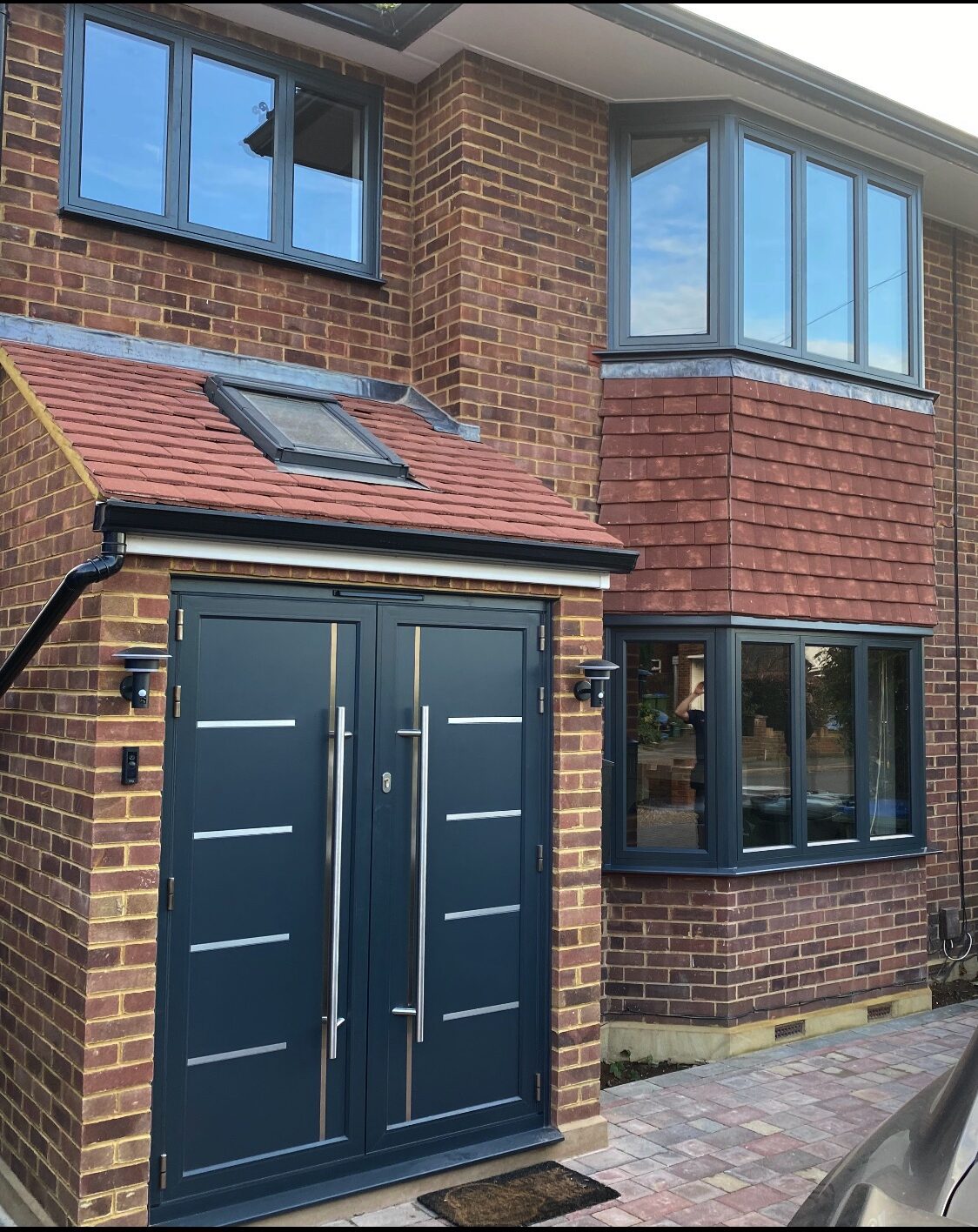 aluminium front doors in a house renovation