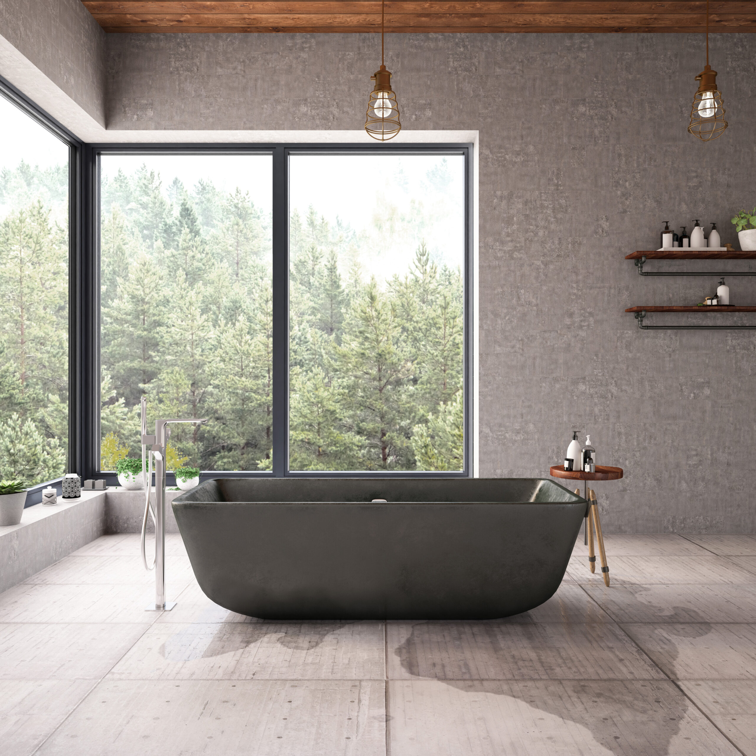 sheerline prestige windows grey finish in a contemporary bathroom